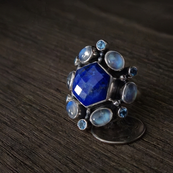 Nicky Butler Lapis and Moonstone Ring - Picture 4 of 14